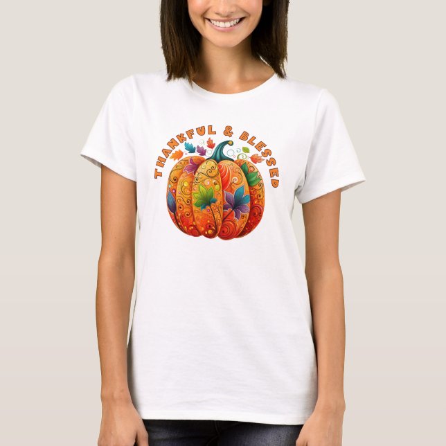Pumpkin för Tack och välsignad höst T Shirt (Framsida)