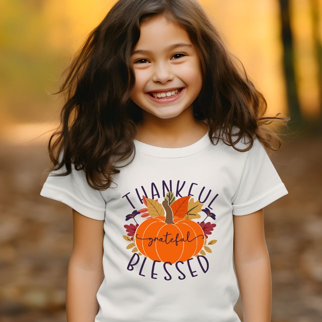 Pumpkin för tacksam, välsignad Thanksgiving T Shirt (Skapare uppladdad)