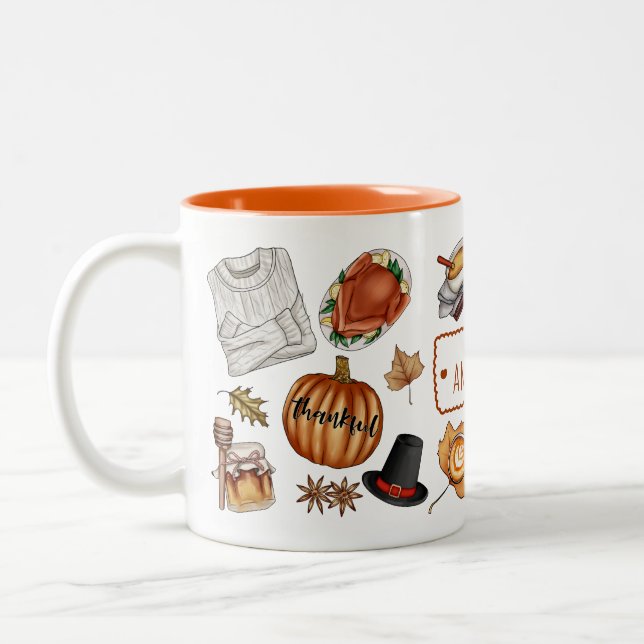 Pumpkin för Thanksgivingen Säsong Två-Tonad Mugg (Vänster)