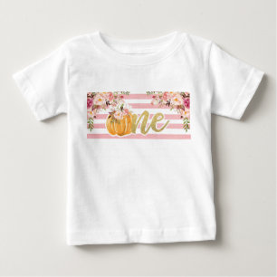 Pumpkin Första födelsedagen 1-skeppet - Blommigt T Shirt