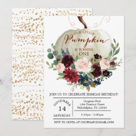 Pumpkin Första födelsedagsinbjudan - Fall födelsed Inbjudningar