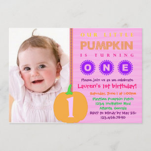 Pumpkin första födelsedagsinbjudan inbjudningar
