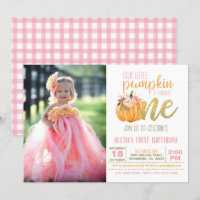 Pumpkin Första födelsedagsinbjudan till flicka w/f