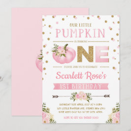 Pumpkin första inbjudan på födelsedag Rosa och Gul
