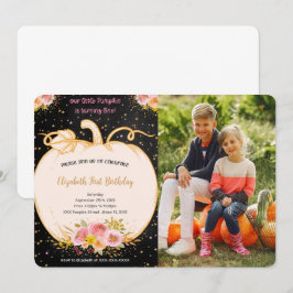 Pumpkin-fotoinbjudan på första födelsedag inbjudningar
