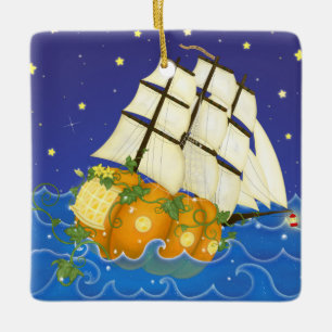 Pumpkin-Frakt vid Sea Magic Fairytale Julgransprydnad Keramik