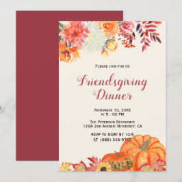 Pumpkin Friendsgiving-inbjudningar för Blommigt Inbjudningar