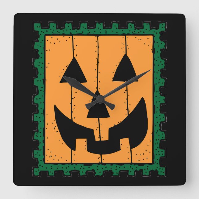 Pumpkin Frimärke Clock Fyrkantig Klocka (Framsida)