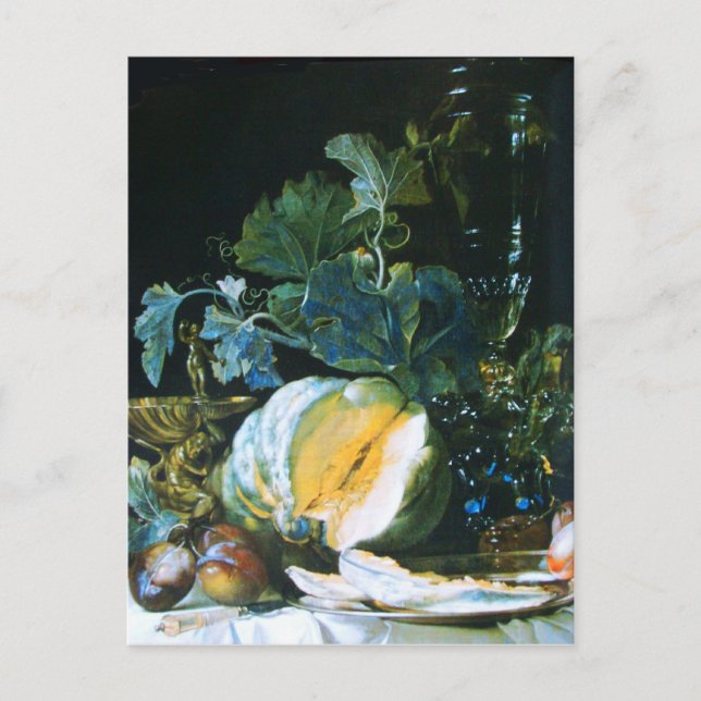 PUMPKIN, FRUKT OCH GLASSWARE-Thanksgiving Helg Vykort (Framsida)