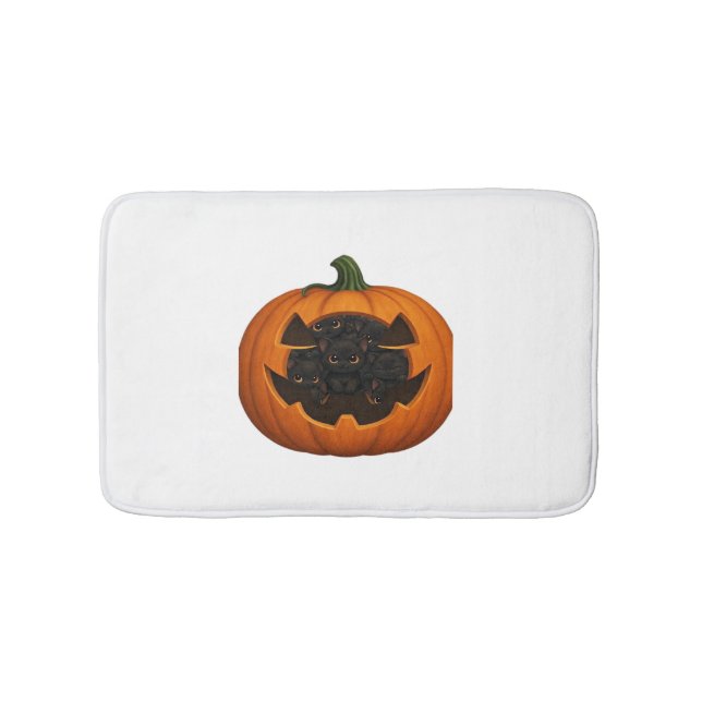 Pumpkin Fullt Kittens - Cute Black Cat Halloween Badrumsmatta (Framsidan)