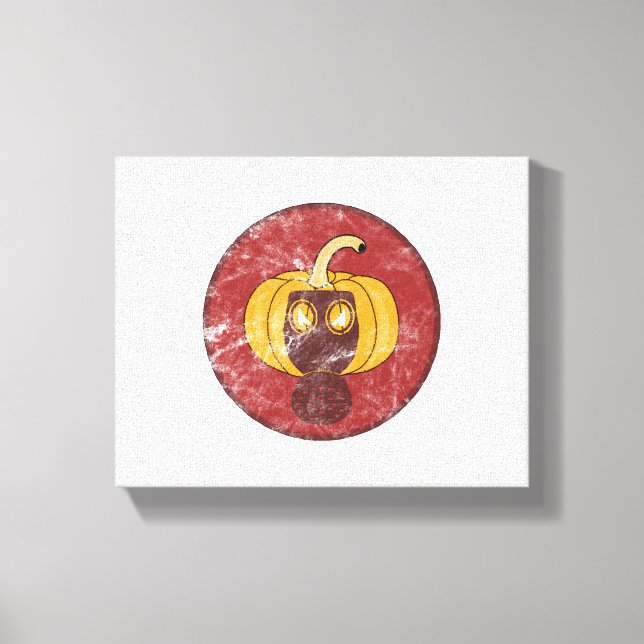 Pumpkin-gasmask Halloween-design Canvastryck (Framsida)