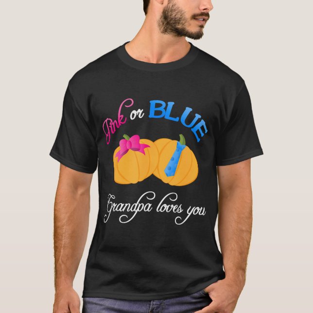 Pumpkin Gender Reveal Grandpa Kärlek Du faller und T Shirt (Framsida)