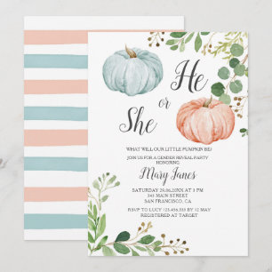 Pumpkin Gender Reveal Greenery-inbjudan Inbjudningar