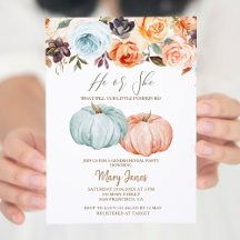 Pumpkin Gender Reveal Rustic Blommigt-inbjudan