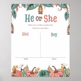 Pumpkin Gender Reveal Sign Board Poster