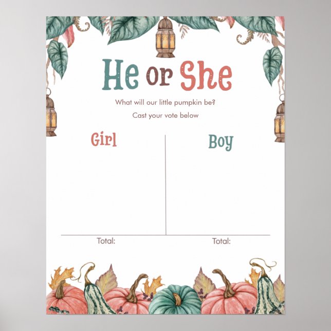 Pumpkin Gender Reveal Sign Board Poster (Framsidan)