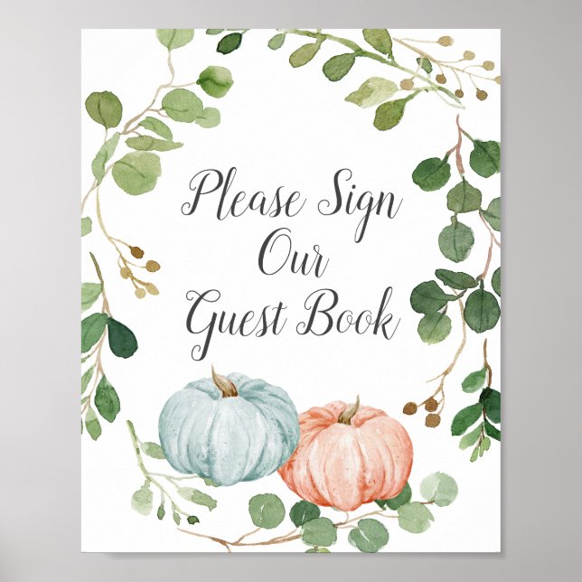 Pumpkin Gender Reveal (visa) Skriv under gästen Poster (Framsidan)