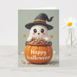 Pumpkin Ghost Halloween Sweet Gholyst Hälsning Kort