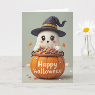 Pumpkin Ghost Halloween Sweet Gholyst Hälsning Kort