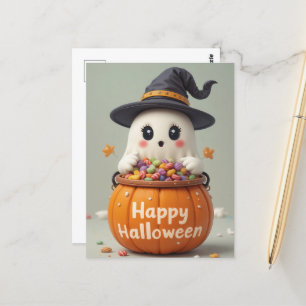 Pumpkin Ghost Halloween Sweet Gholyst Hälsning Vykort