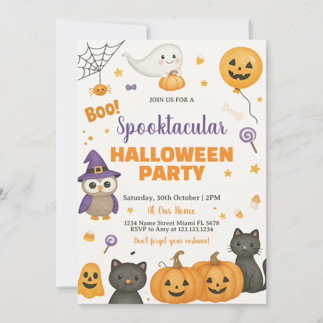 Pumpkin, Ghost och Costume Night Inbjudan (Framsida)