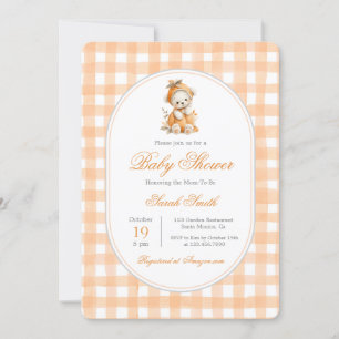 Pumpkin Gingham Baby Shower Girl Inbjudningar