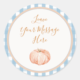 Pumpkin Gingham Birthday Kärlek ditt budskap här Runt Klistermärke