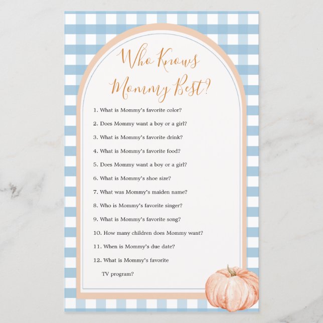 Pumpkin Gingham Birthday som känner Mamma Best Gam (Framsida)
