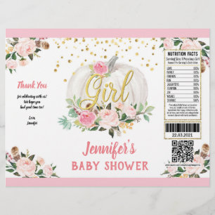 Pumpkin Girl Baby Shower Chip Bag Wrapper Reklamblad