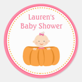 Pumpkin Girl Baby Shower Favor Tag Stickers Runt Klistermärke