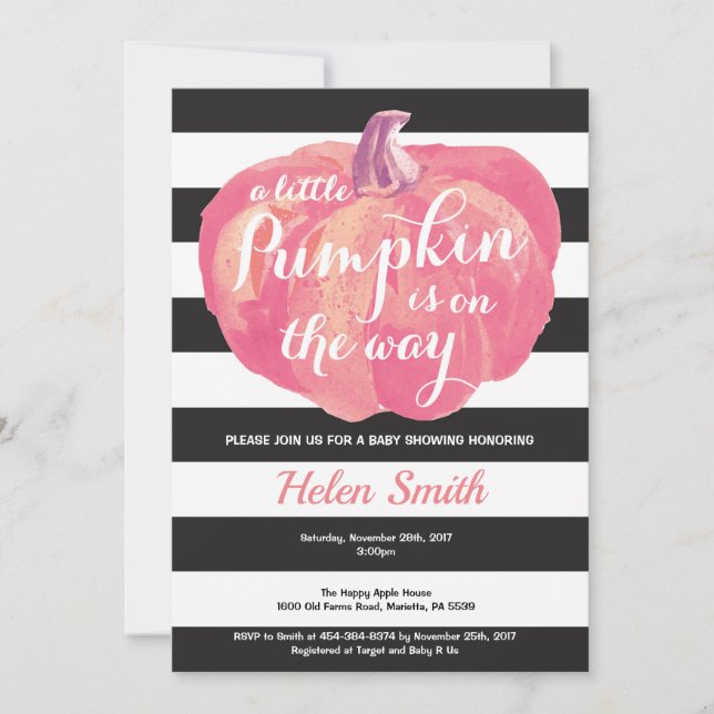 Pumpkin Girl Baby Shower-inbjudan Inbjudningar (Framsida)