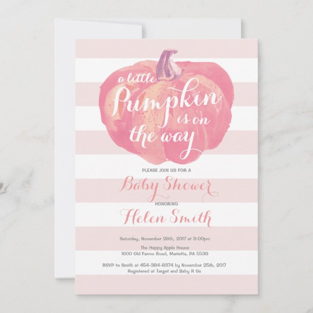 Pumpkin Girl Baby Shower-inbjudan Inbjudningar (Framsida)