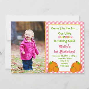 Pumpkin Girl Birthday Inbjudan 5x7 Fotokort