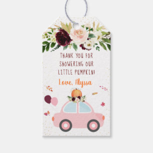 Pumpkin Girl Drive by Baby Shower Tack Presentetikett