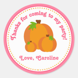Pumpkin Girl Födelsedagsfest Favor Stickers Runt Klistermärke