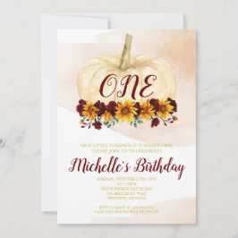 Pumpkin Girl Solros Guld första födelsedagen Inbjudningar