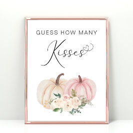 Pumpkin gissar hur många Kisses Baby Shower-spel Poster
