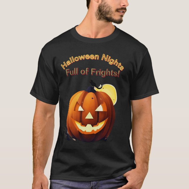 Pumpkin Glow Delight-Halloween Nights, Full of Fri T Shirt (Framsida)