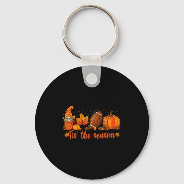 Pumpkin Gnome Football Tis The Season Fall Thanksg Nyckelring (Framsida)