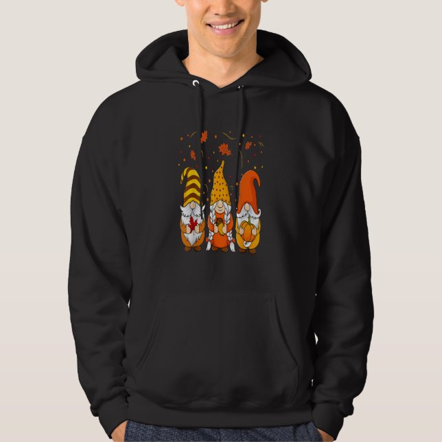 Pumpkin Gnomes Fall Autumn Cute Halloween Thanksgi Hoodie (Framsida)