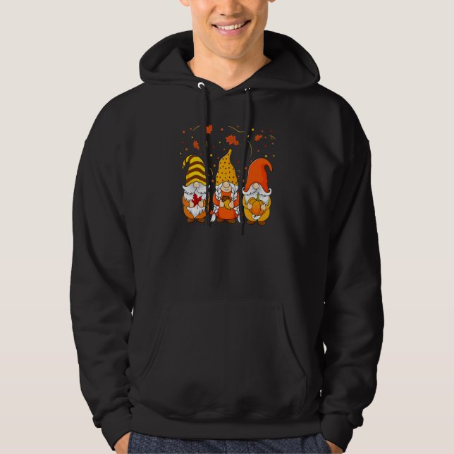 Pumpkin Gnomes Fall Autumn Cute Halloween Thanksgi Hoodie (Framsida)