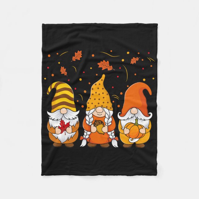 Pumpkin Gnomes faller hösten Cute Halloween Thanks Fleecefilt (Framsidan)