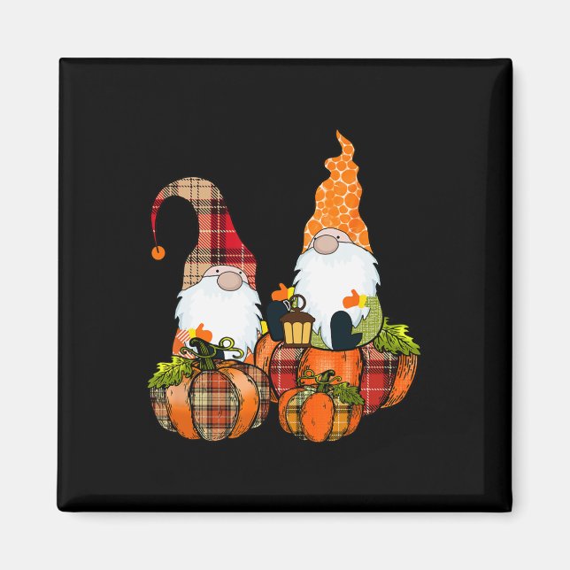 Pumpkin Gnomes faller hösten Cute Halloween Thanks Magnet (Framsidan)
