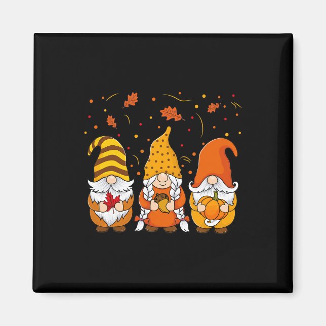 Pumpkin Gnomes faller hösten Cute Halloween Thanks Magnet (Framsidan)