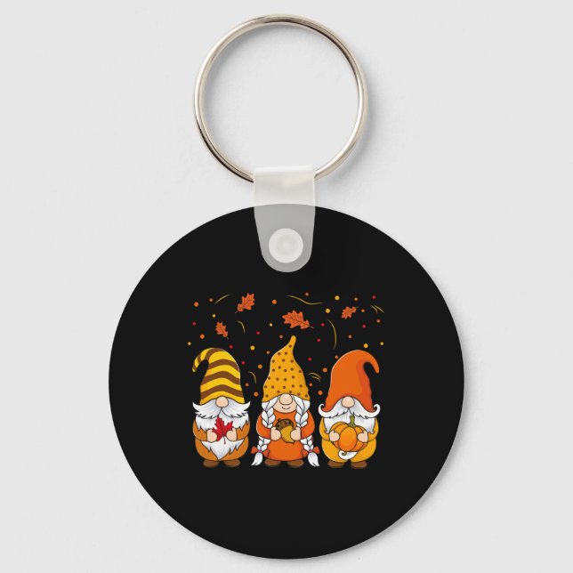 Pumpkin Gnomes faller hösten Cute Halloween Thanks Nyckelring (Framsida)