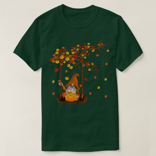 Pumpkin Gnomes faller hösten Cute Halloween Thanks T Shirt (Design framsida)