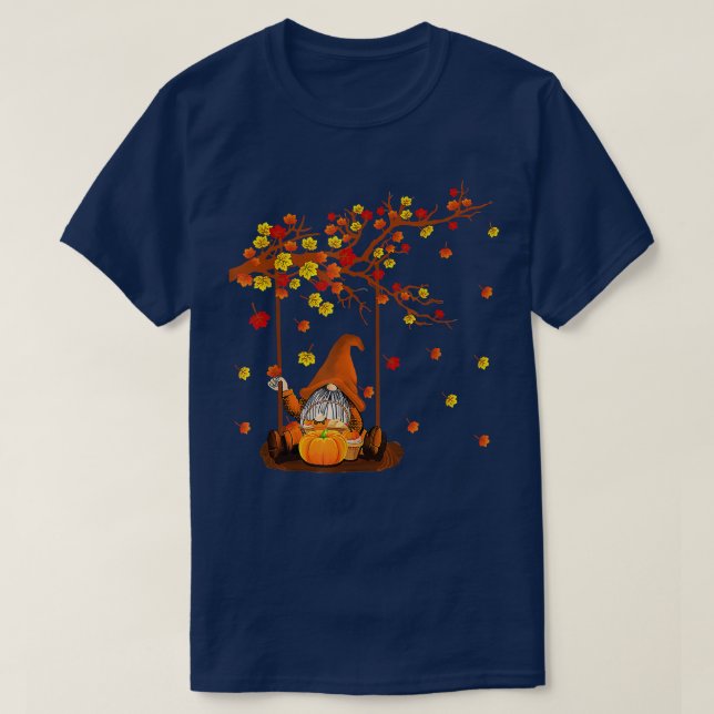 Pumpkin Gnomes faller hösten Cute Halloween Thanks T Shirt (Design framsida)