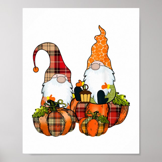 Pumpkin Gnomes sjunker hösten Cute Halloween Poster (Framsidan)