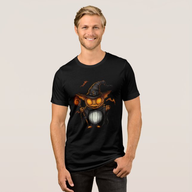Pumpkin Goblin Wizard Halloween Art T Shirt (Framsida Full)