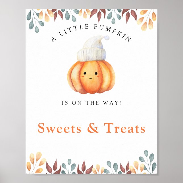 Pumpkin-godis och gods baby shower poster (Framsidan)
